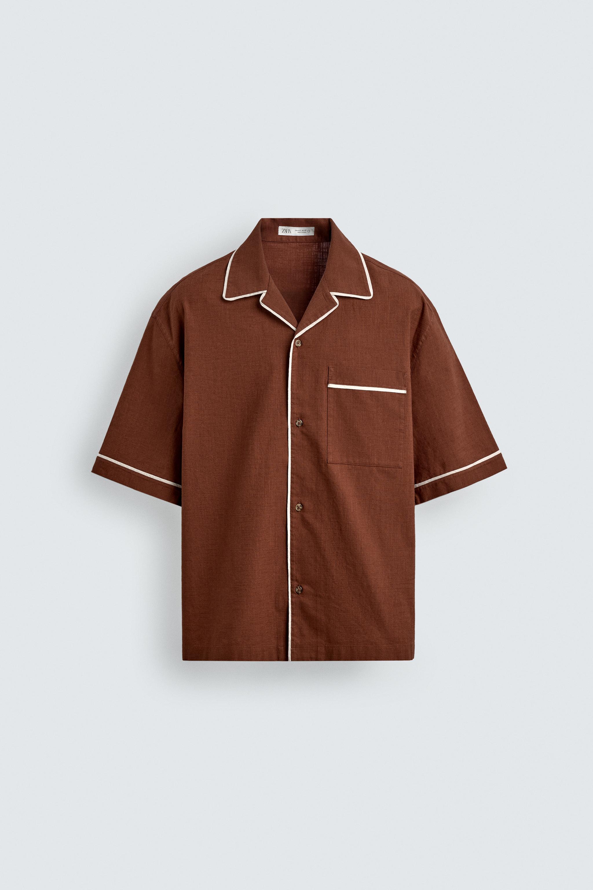 RELAXED FIT SHIRT WITH CONTRAST PIPING